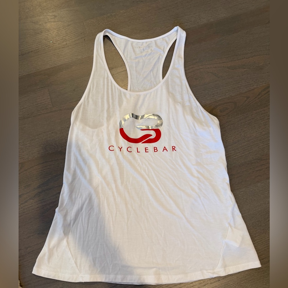 CycleBar Women's White Tank with Red Logo
